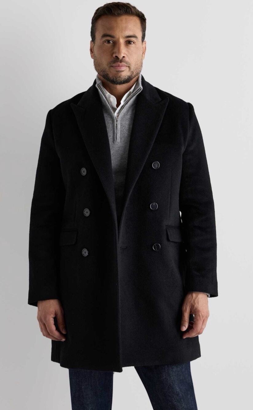 NEW Quince Italian Wool Double-Breasted Officer Topcoat •Men M• Blue Coat $240